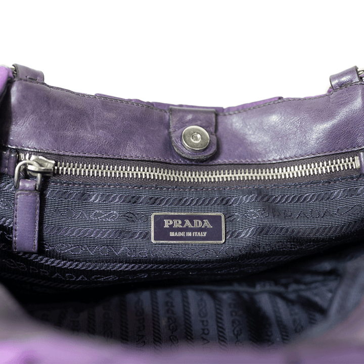 PRADA PURPLE TESSUTO SFUMATO NYLON SHOULDER BAG