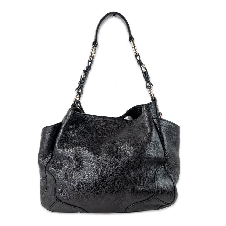 PRADA VITELLO DAINO SHOULDER BAG WITH SILVER HARDWARE