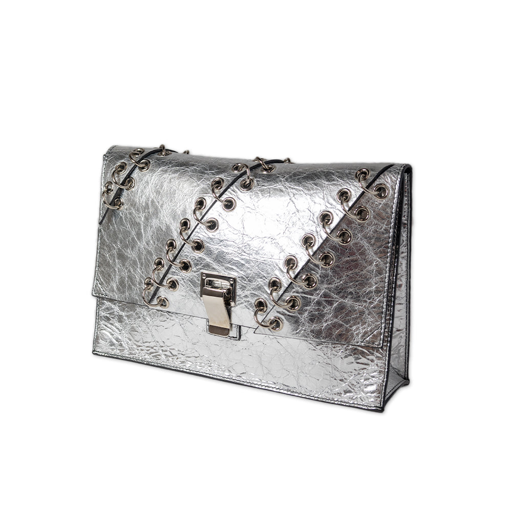 PROENZA SCHOULER SILVER PIERCED CLUTCH