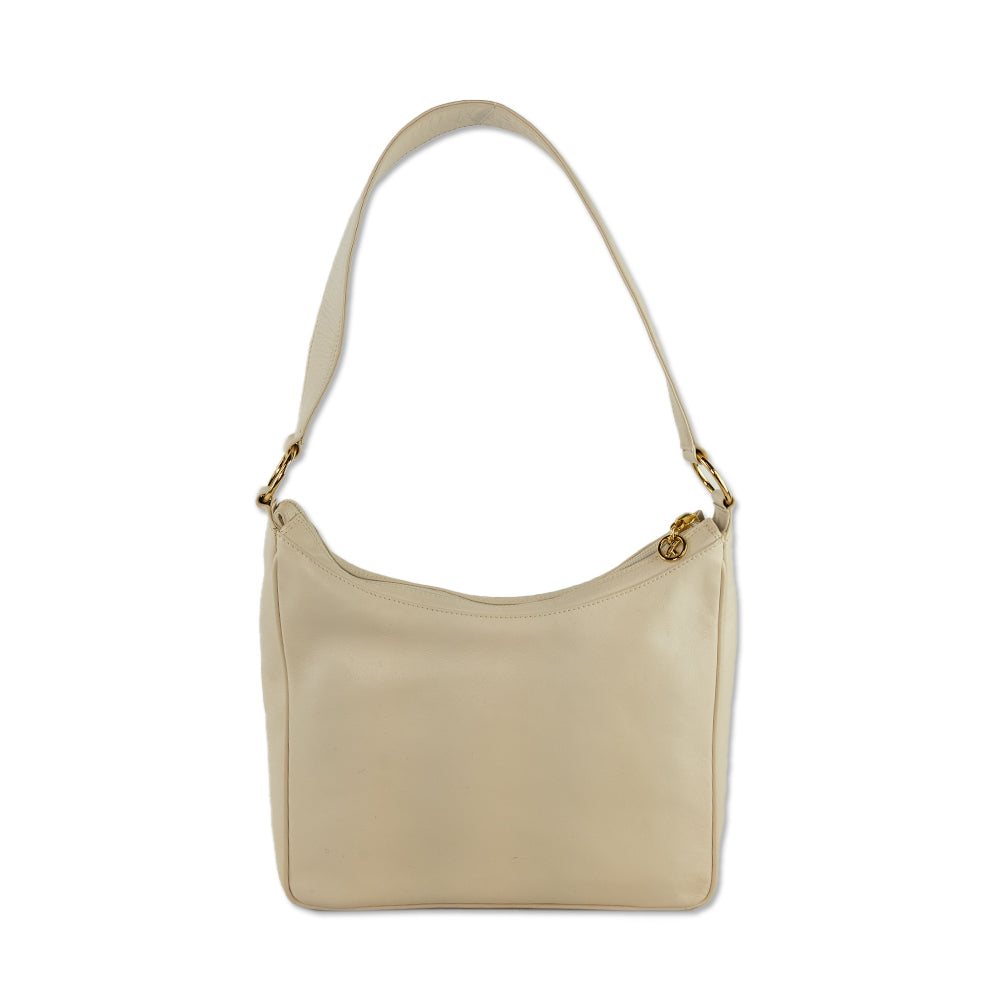 Paloma Picasso Cream Leather Debossed Logo Shoulder Bag