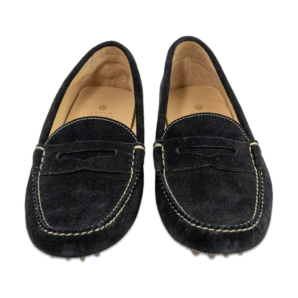 Peter Millar Black Suede Penny Driver Loafers