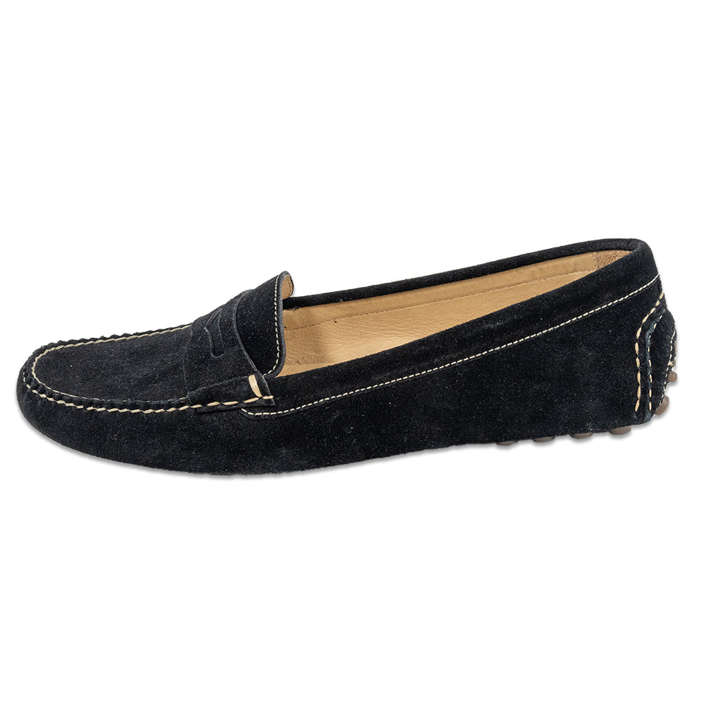 Peter Millar Black Suede Penny Driver Loafers