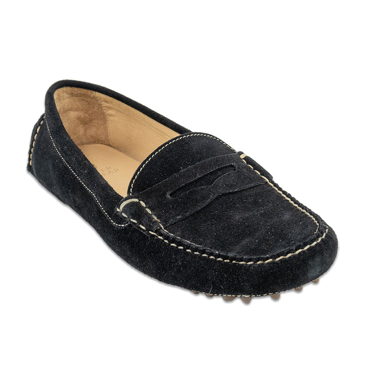 Peter Millar Black Suede Penny Driver Loafers