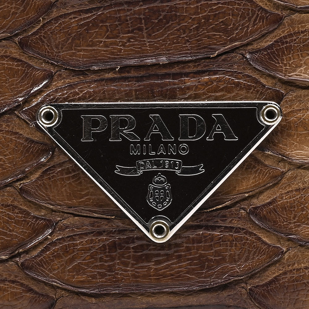 Prada Snakeskin Logo Flap Wallet