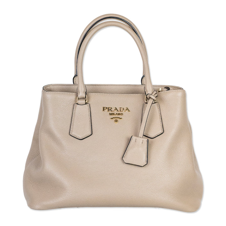 Prada Beige Vitello Phenix Top Handle Bag