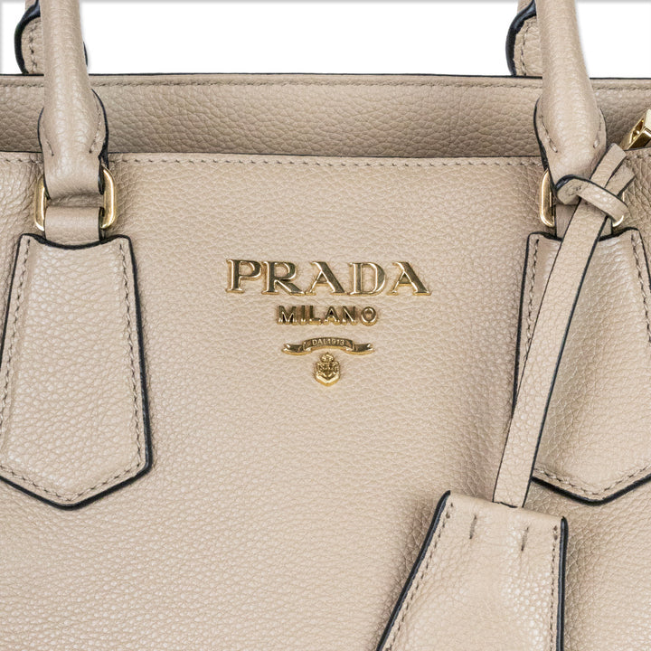 Prada Beige Vitello Phenix Top Handle Bag