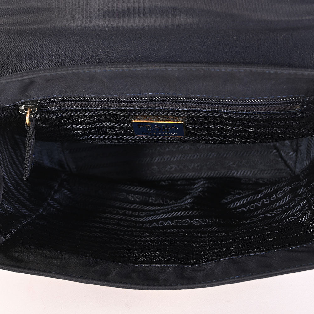 Prada Vintage Navy Nylon Gold Handle Bag