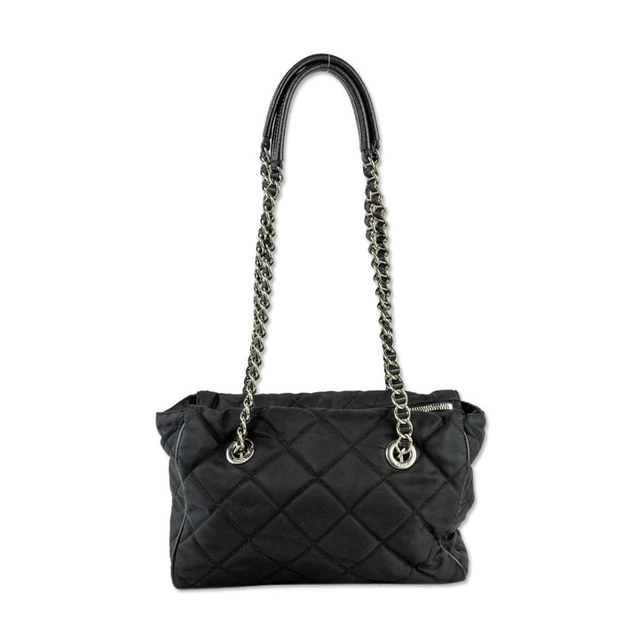 Prada Black Tessuto Leather Trim Shopping Bag