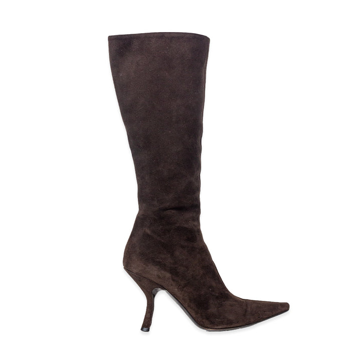 Prada Brown Suede Knee High Boots