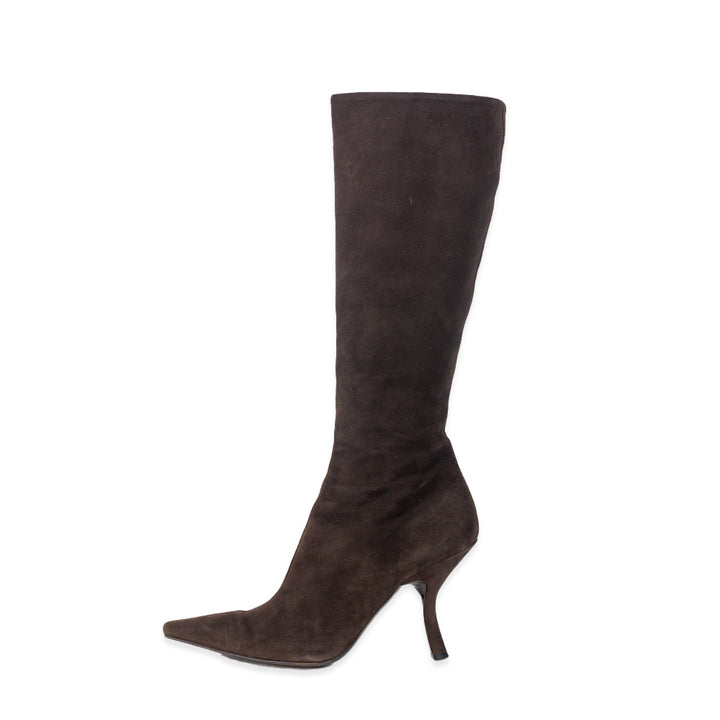 Prada Brown Suede Knee High Boots