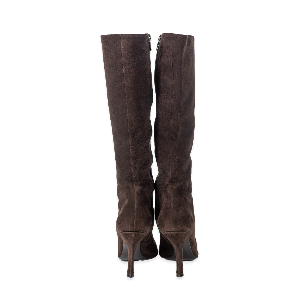 Prada Brown Suede Knee High Boots