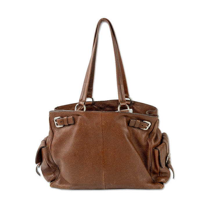 Prada Brown Vitello Daino Leather Shoulder Bag