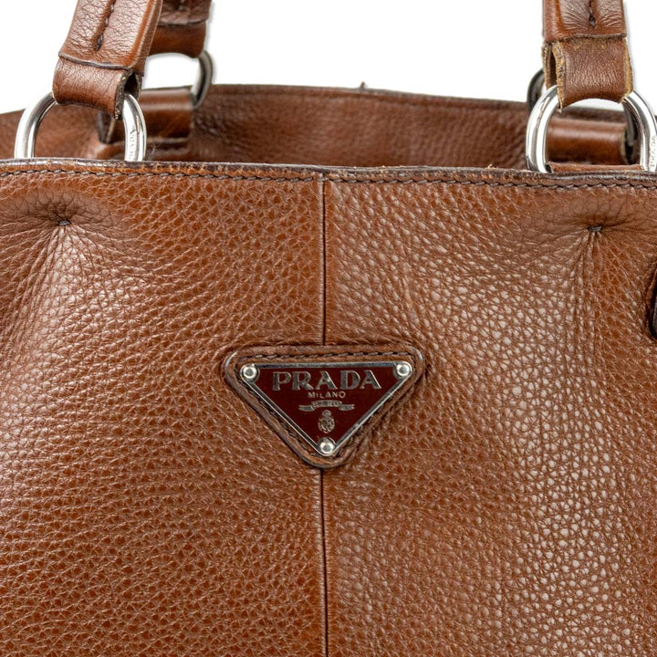 Prada Brown Vitello Daino Leather Shoulder Bag