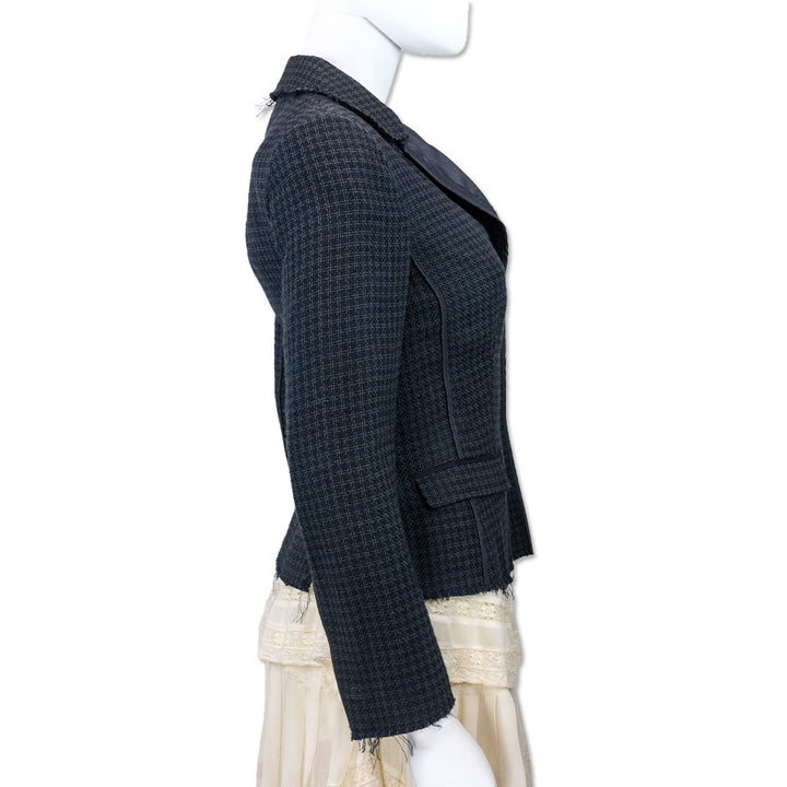 Prada Navy Black Tweed Cropped Blazer