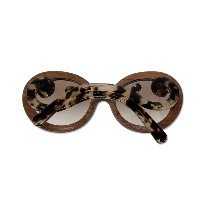 Prada Oversized Wooden Frame Sunglasses