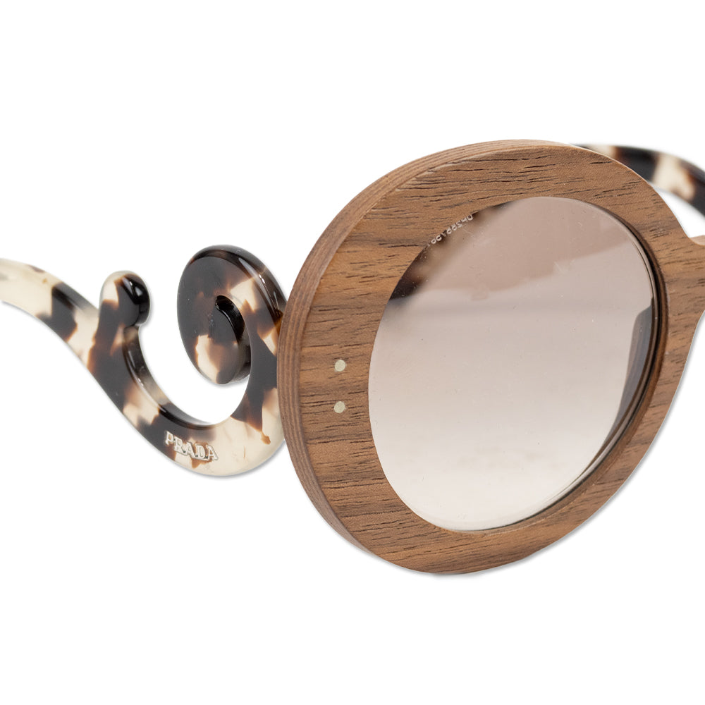 Prada Oversized Wooden Frame Sunglasses