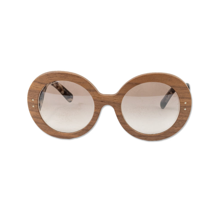 Prada Oversized Wooden Frame Sunglasses