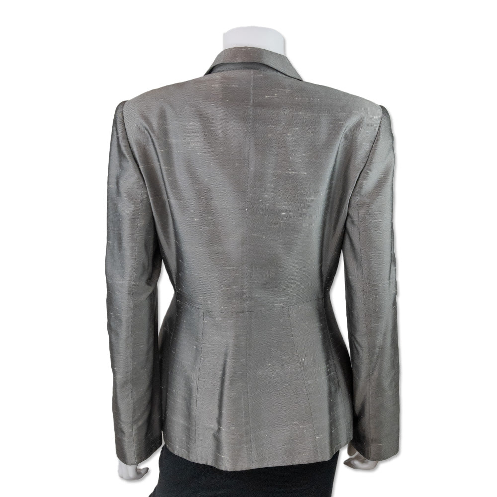 Prada Silver Button Down Collared Jacket