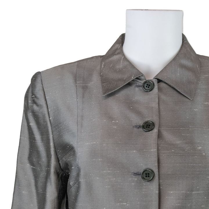 Prada Silver Button Down Collared Jacket