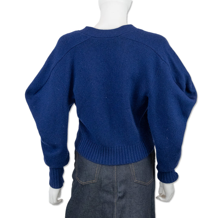 Proenza Schouler Blue Puff Shoulder Cashmere Cardigan