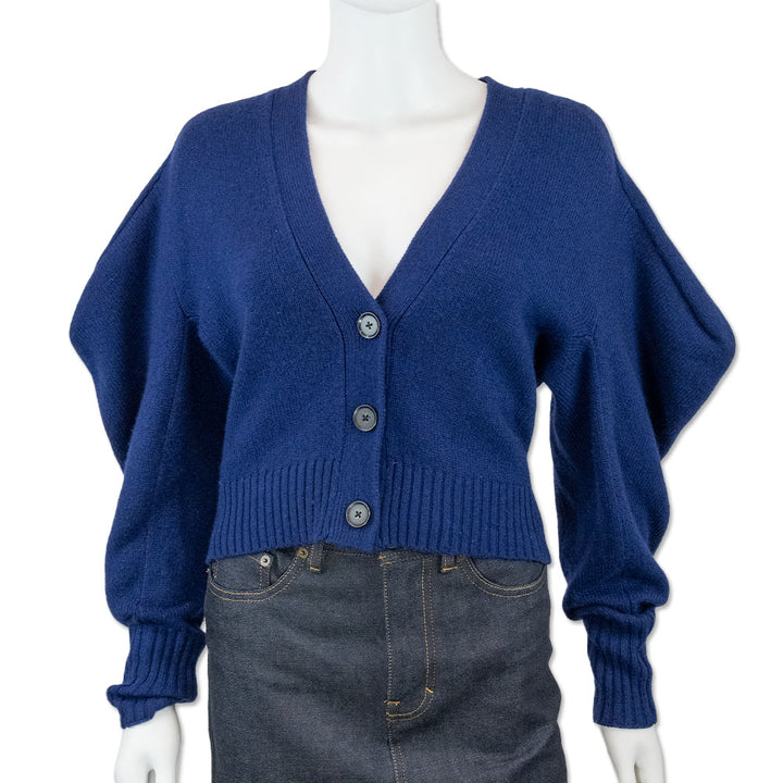 Proenza Schouler Blue Puff Shoulder Cashmere Cardigan