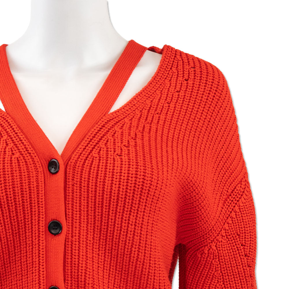 Proenza Schouler White Label Red Chunky Knit Cardigan