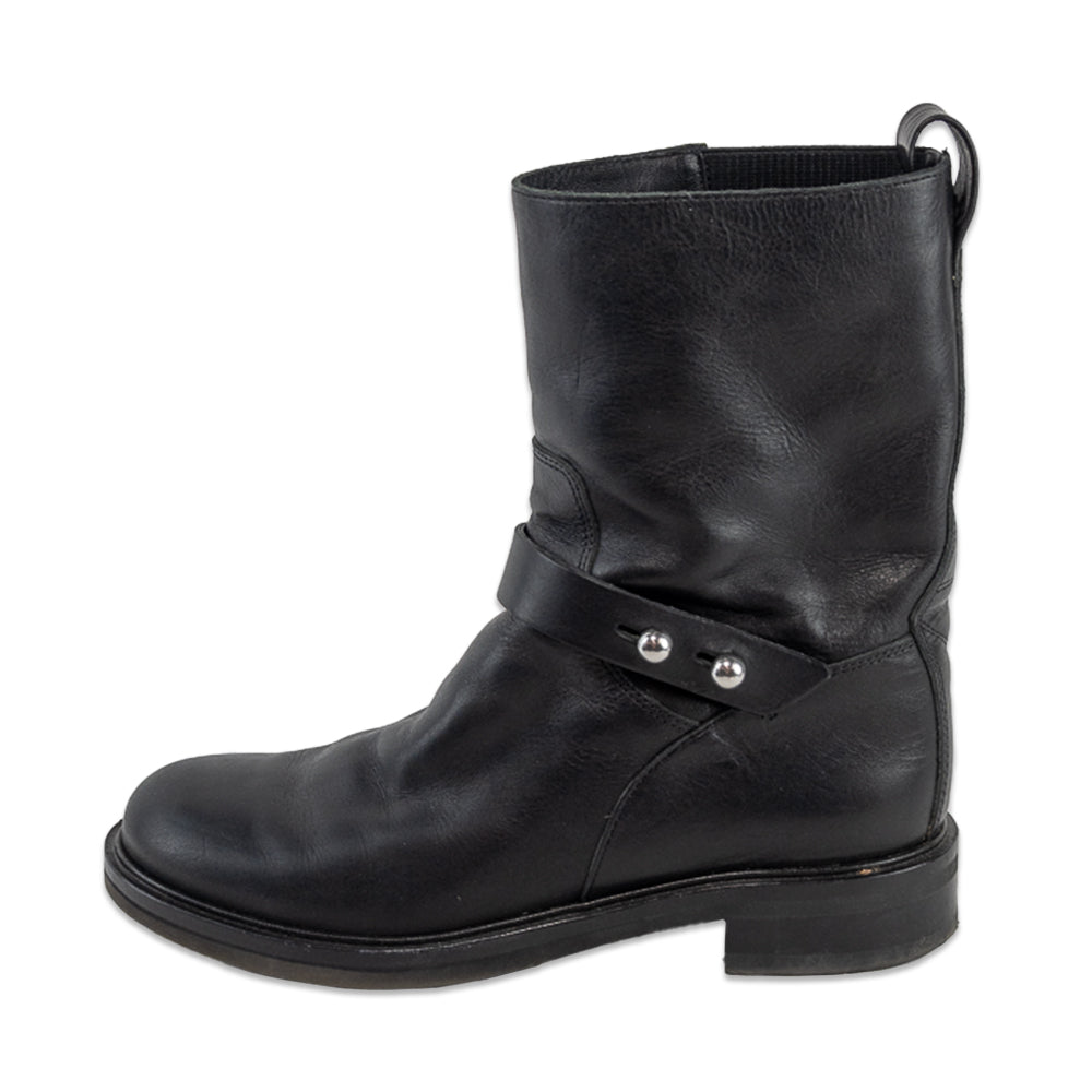 Rag & Bone Slayton Black Burnished Leather Moto Boot