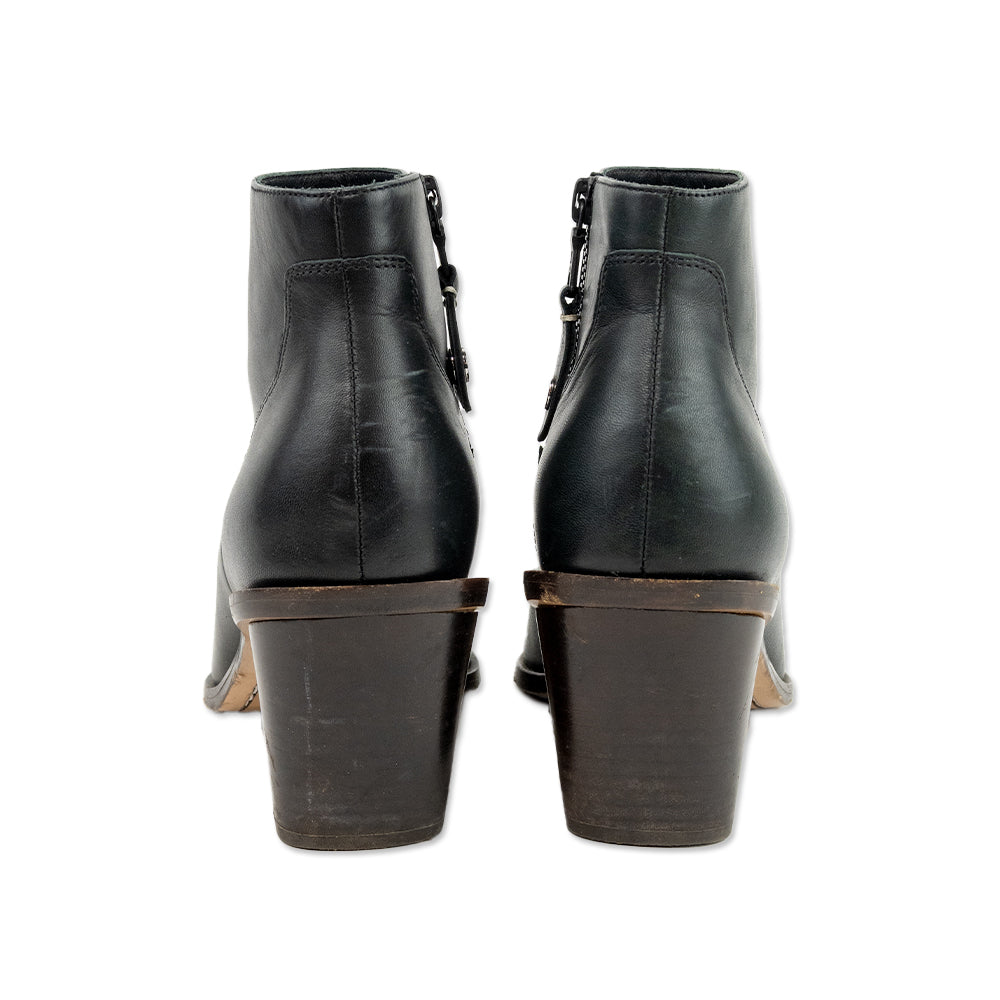 Rag & Bone Pointed Toe Dark Green Leather Ankle Boots