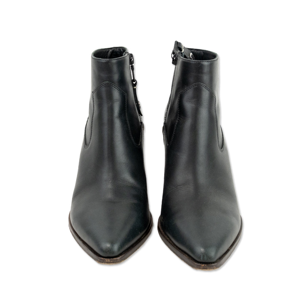 Rag & Bone Pointed Toe Dark Green Leather Ankle Boots