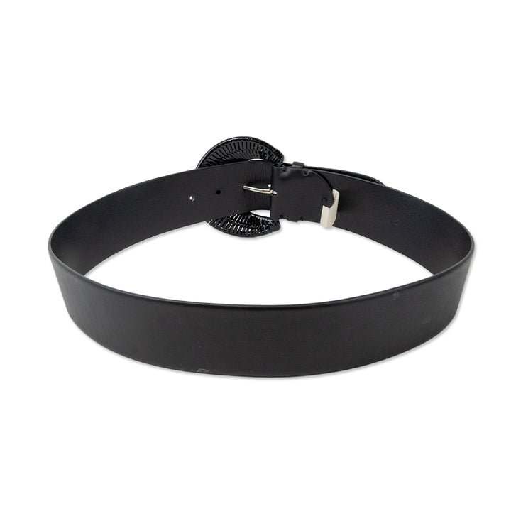 Ralph Lauren Black Leather Woven Buckle Belt