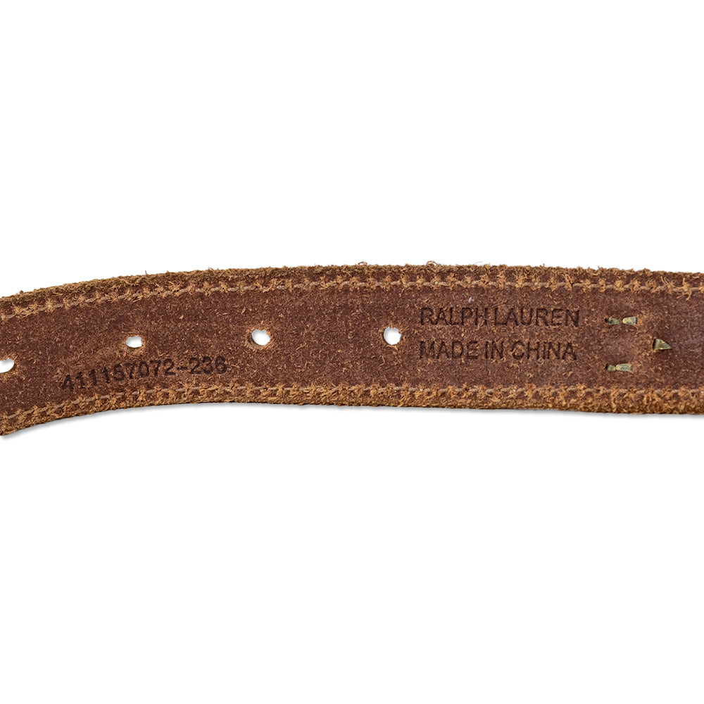 Ralph Lauren Brown Leather Skinny Wrap Belt with Brass Studs