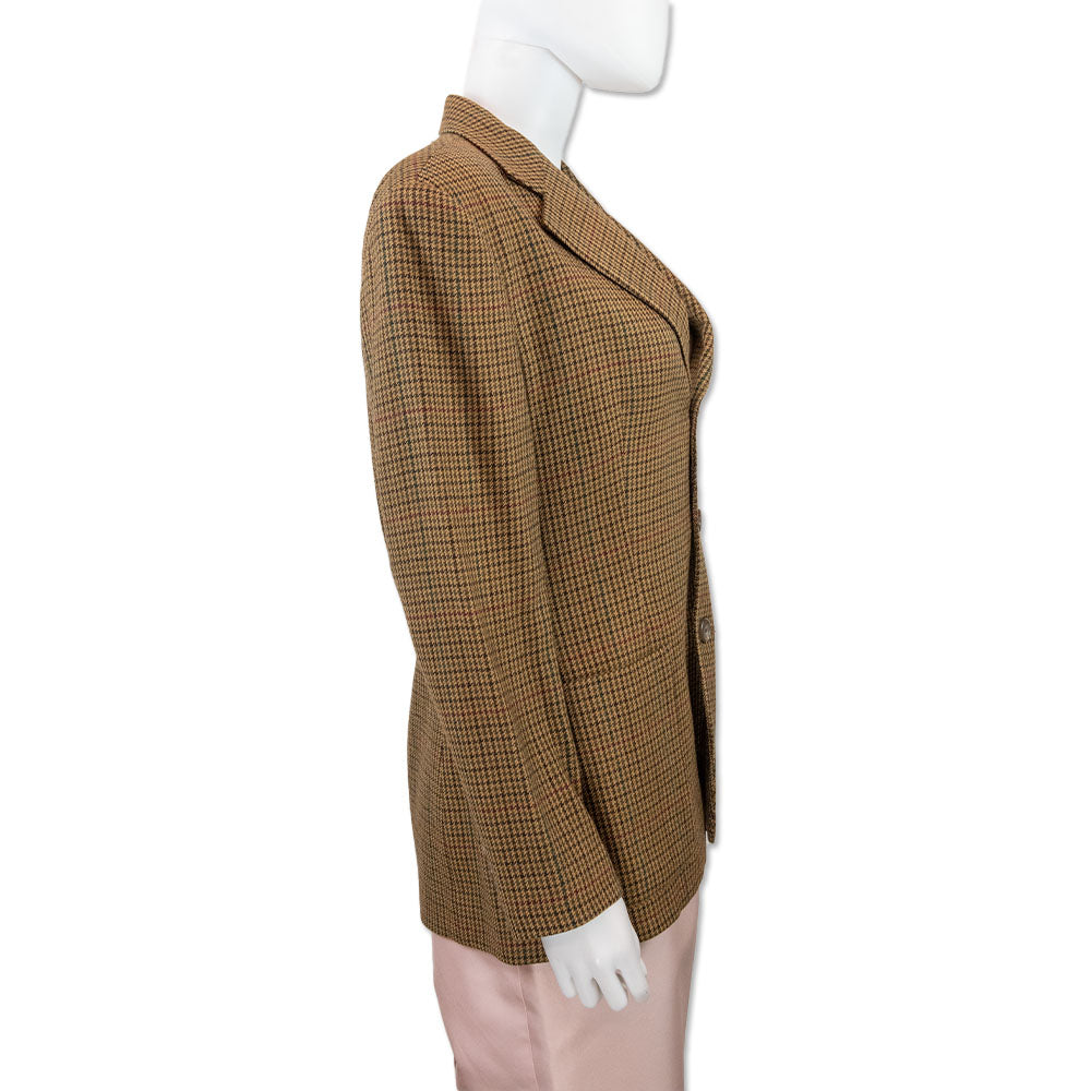 Ralph Lauren Collection Brown Houndstooth Tweed Blazer