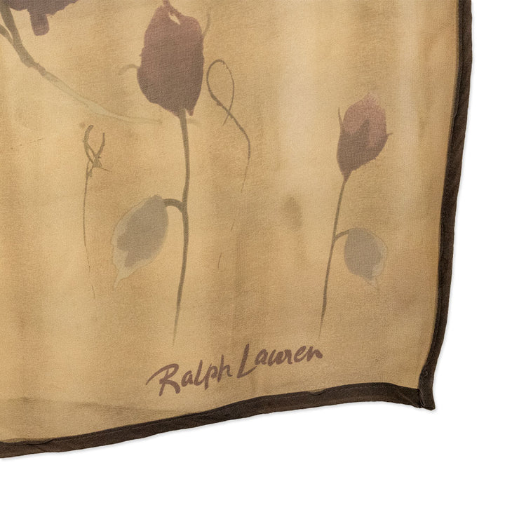 Ralph Lauren Earth Toned Water Color Floral Printed Scarf