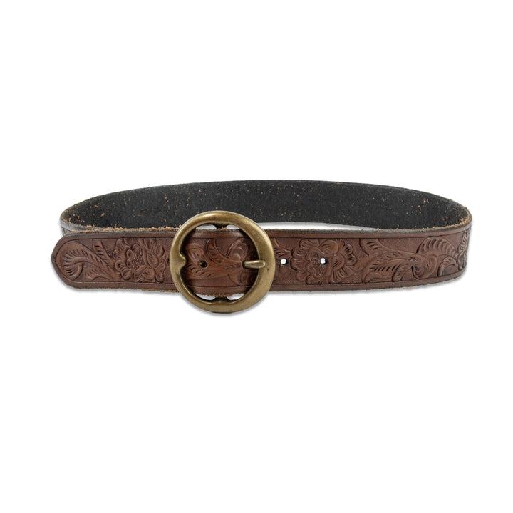 Ralph Lauren Embossed Brown Leather Belt