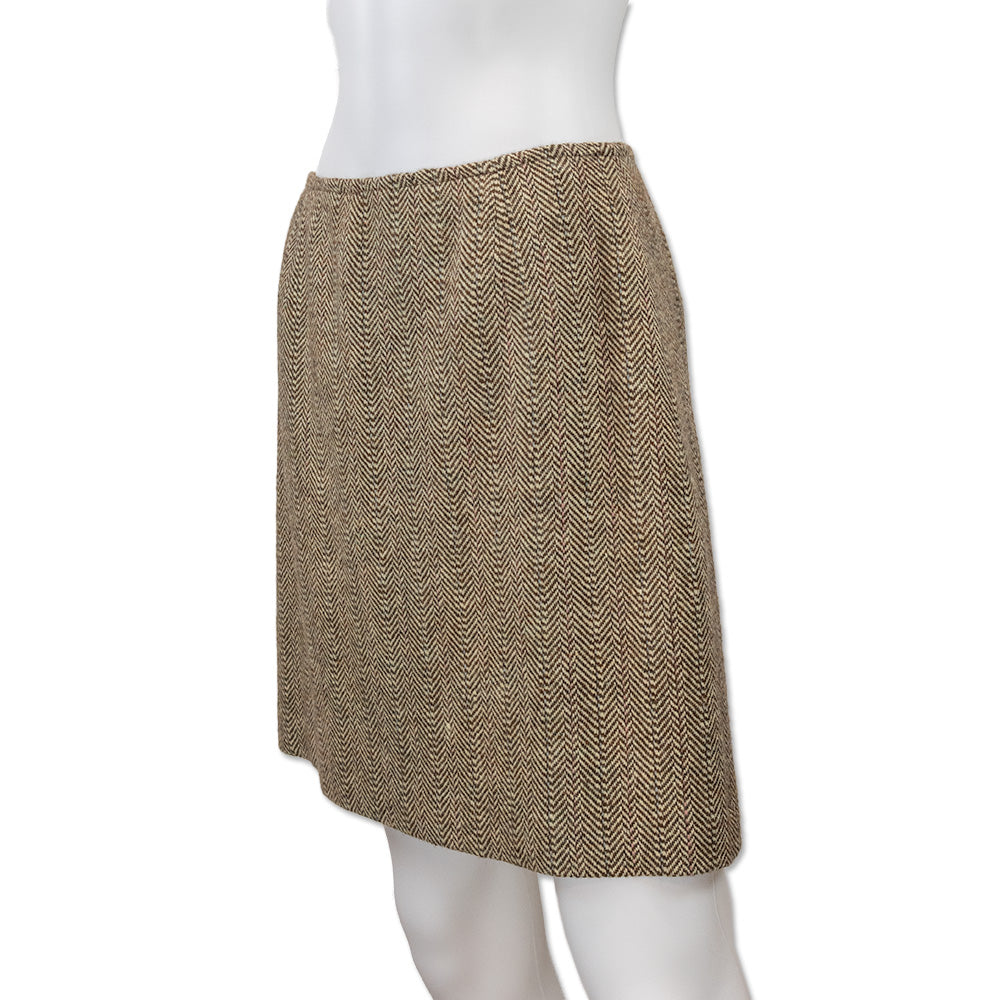 Ralph Ralph Lauren Beige Chevron Wool Mini Skirt