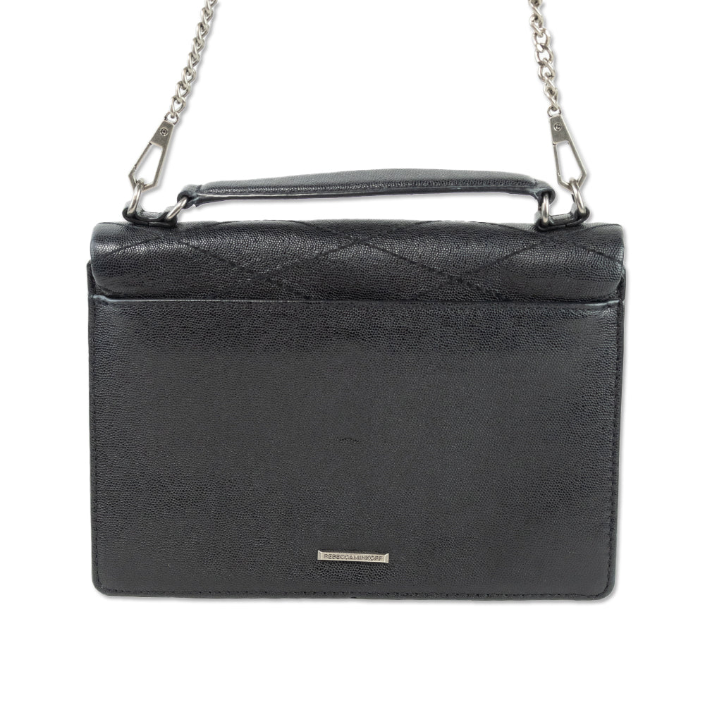 Rebecca Minkoff Black Leather Diamond Stitch Top Handle Crossbody