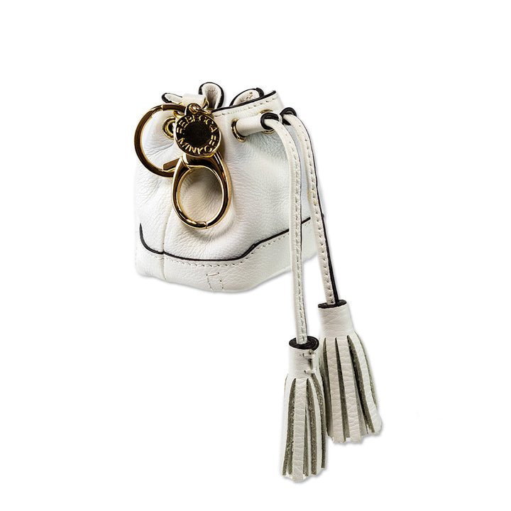 Rebecca Minkoff White Leather Lexi Bucket Keychain