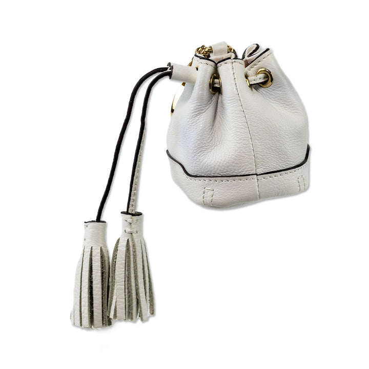 Rebecca Minkoff White Leather Lexi Bucket Keychain