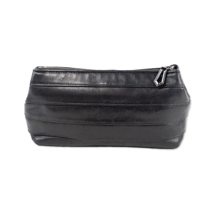 Reed Krakoff Black Stripped Leather Zip Pouch