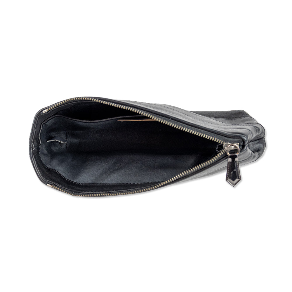 Reed Krakoff Black Stripped Leather Zip Pouch