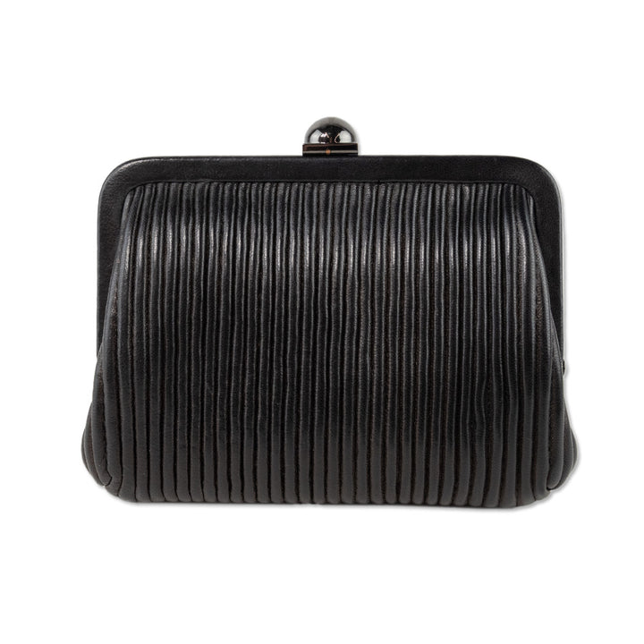 Reed Krakoff Pleated Black Leather Coin Purse