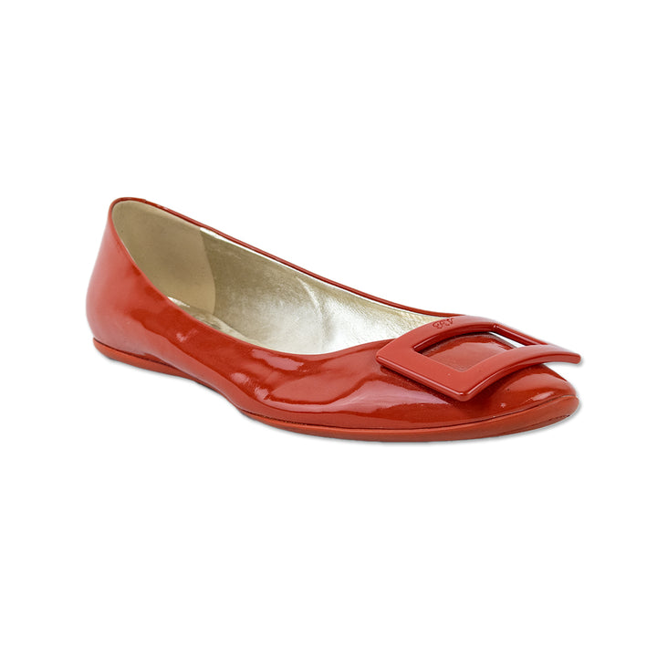 Rodger Vivier Burnt Orange Patent Leather Flat