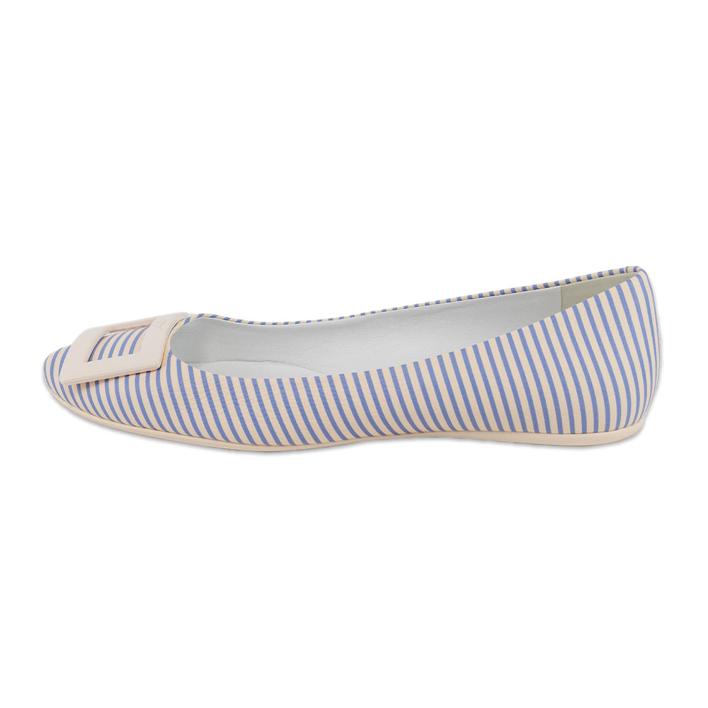 Roger Vivier White/Blue Striped Gommette Ballerina Flats