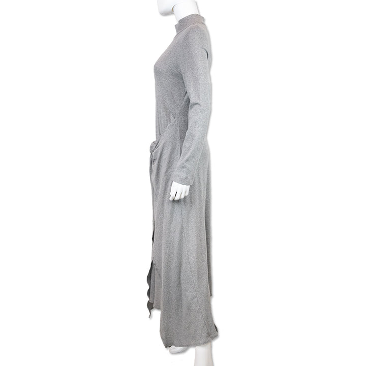 Rosetta Getty Grey Cotton Turtleneck Twist-Front Midi Dress