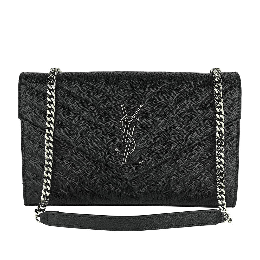 Saint Laurent YSL Black Envelope Wallet on Chain