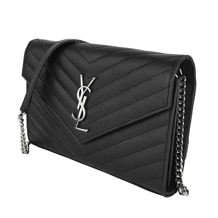 Saint Laurent YSL Black Envelope Wallet on Chain