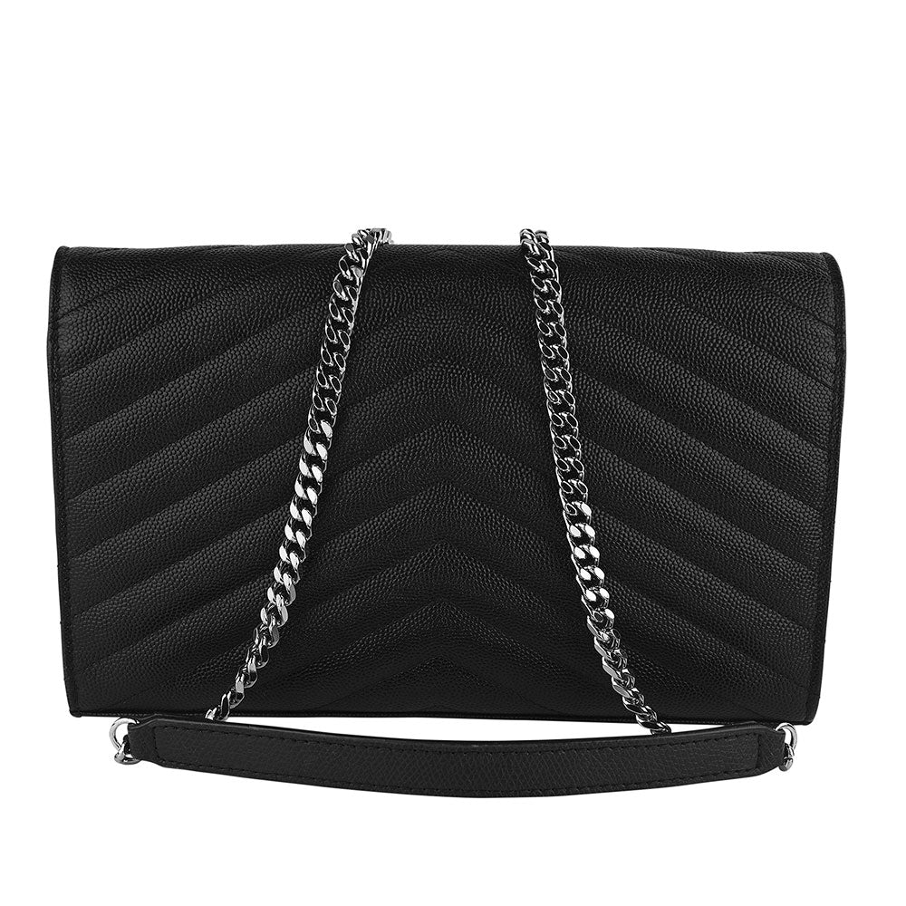 Saint Laurent YSL Black Envelope Wallet on Chain