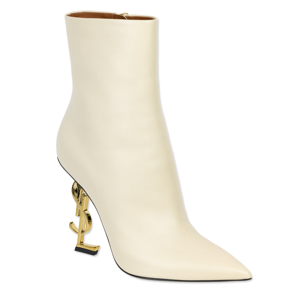 Saint Laurent Beige Leather Opyum Ankle Booties