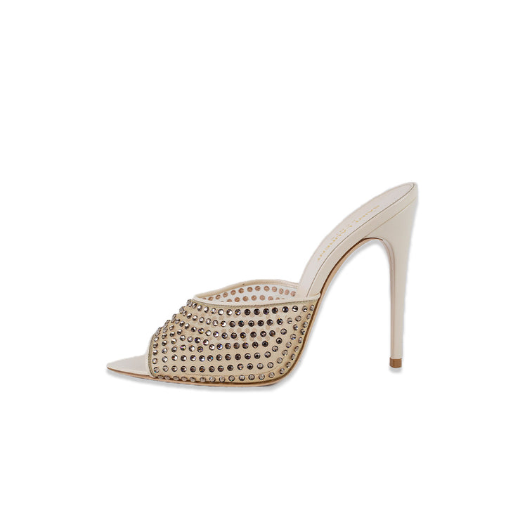 Saint Laurent Gippy 110 Nude Crystal Mesh Mule