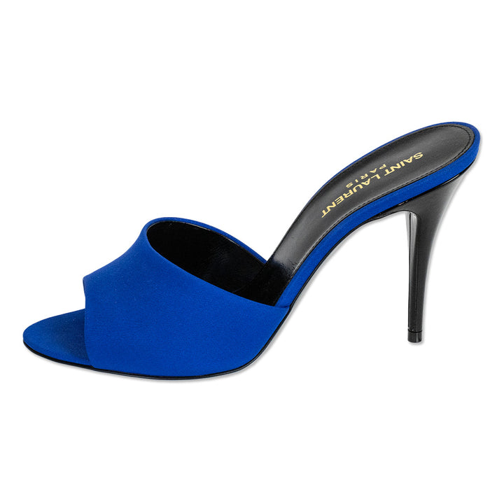 Saint Laurent Picasso Blue Crepe De Chine Mule Sandals